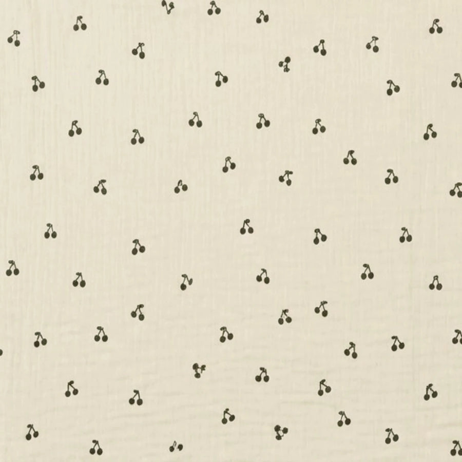 little dream muslin blanket little cherry cream dark cherry print swatch