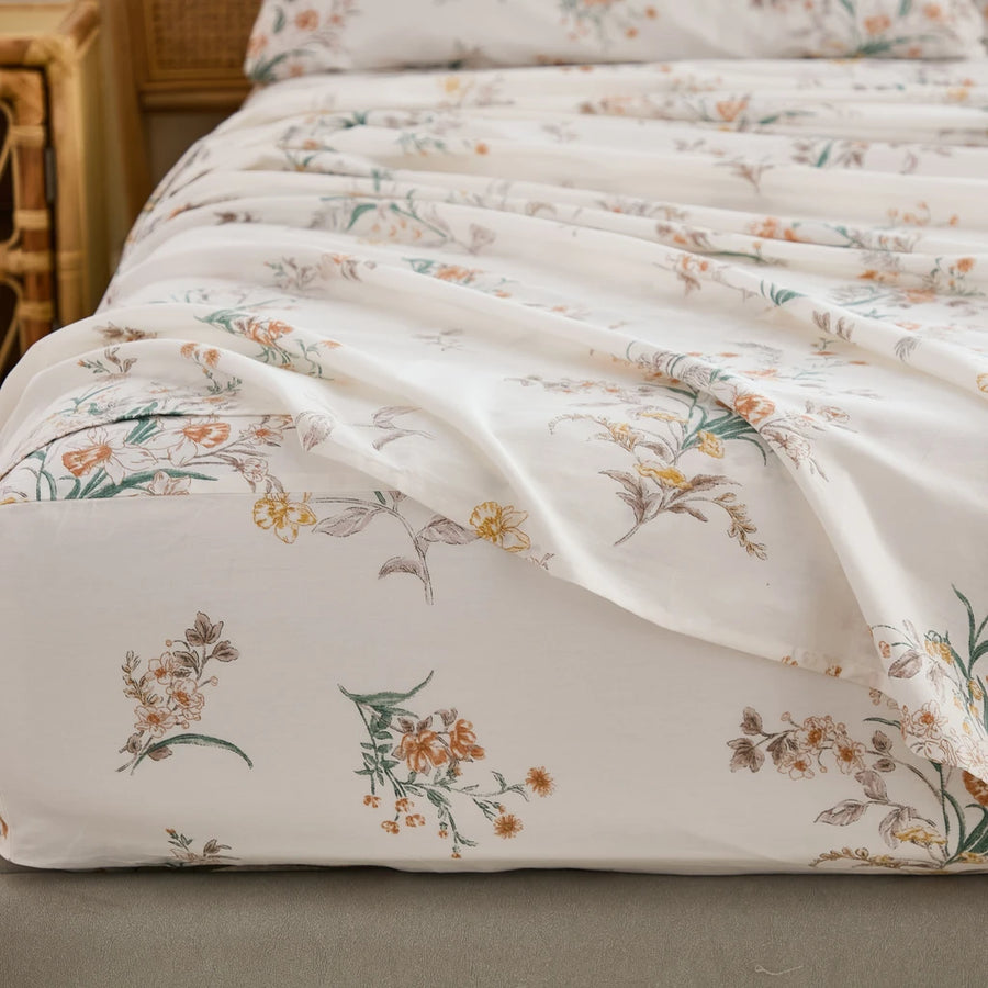 luxury meadow cream floral sheets premium quality print