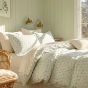 luxury pink pinstripe floral bedspread modern farmhouse interior