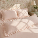 luxury solid blush pink ruffle pillowcase macro