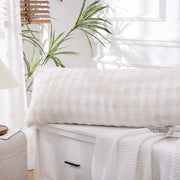 luxury white rabbit fur style pillowcase side view display