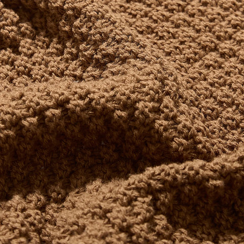 Macro Close-up of Mocha Knitted Fabric Texture and Detail