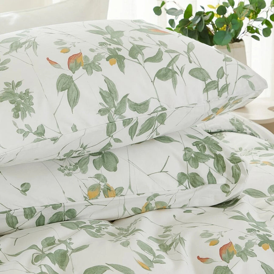 matching botanical pillowcases detail high definition floral print