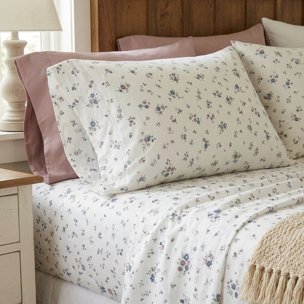 matching botanical pillowcases ditsy floral sheet set detail