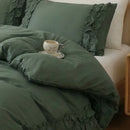 matching dark green ruffled pillow shams victorian style bedding