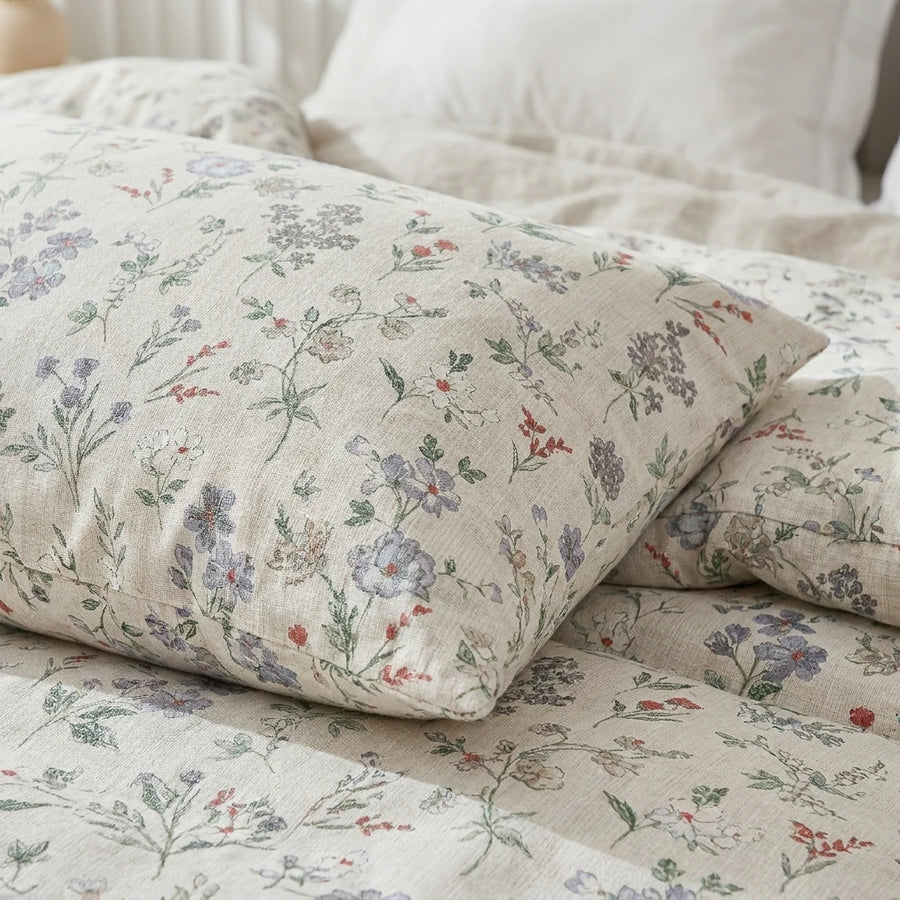 matching floral sprig pillow shams secret garden quilt detail