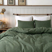 matching forest pinstripe pillow shams dark green bed linens