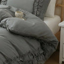matching grey ruffled pillow shams victorian style bedding