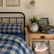 matching indigo earth tartan pillow shams vintage plaid detail