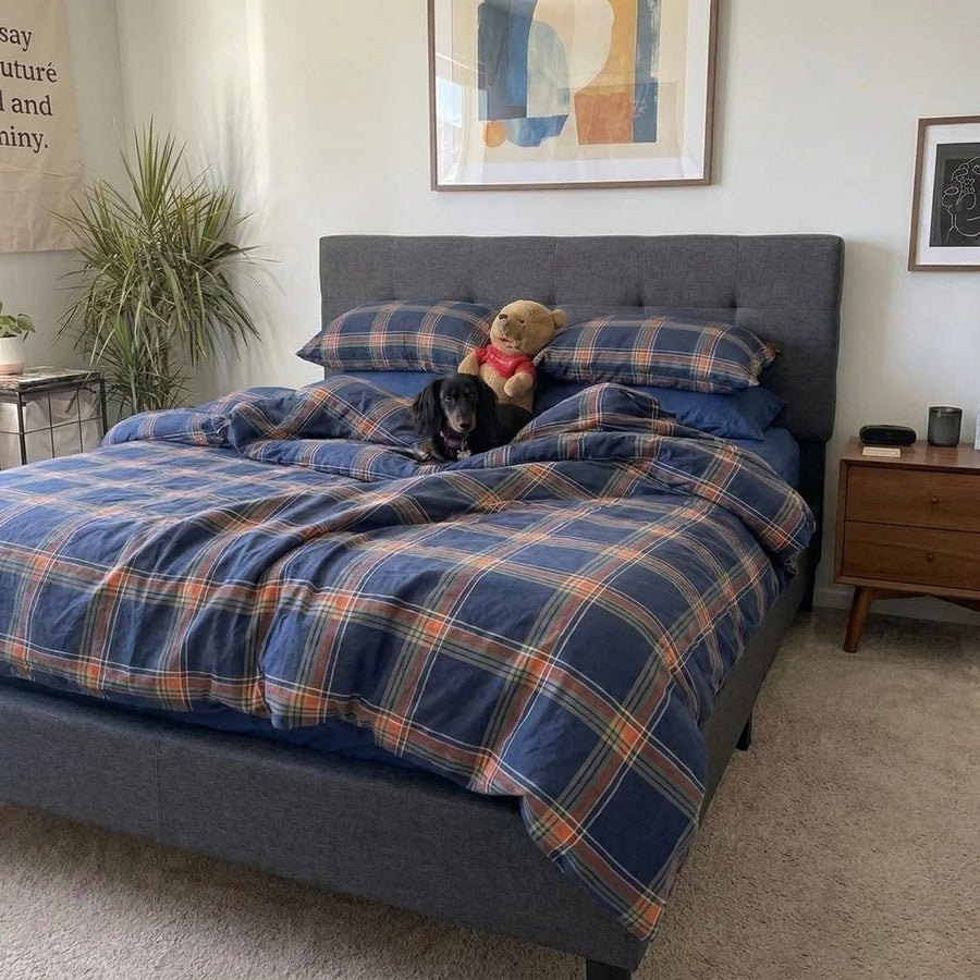 matching midnight ember plaid pillow shams classic tartan detail