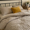 matching mushroom taupe gingham pillow shams vintage check detail
