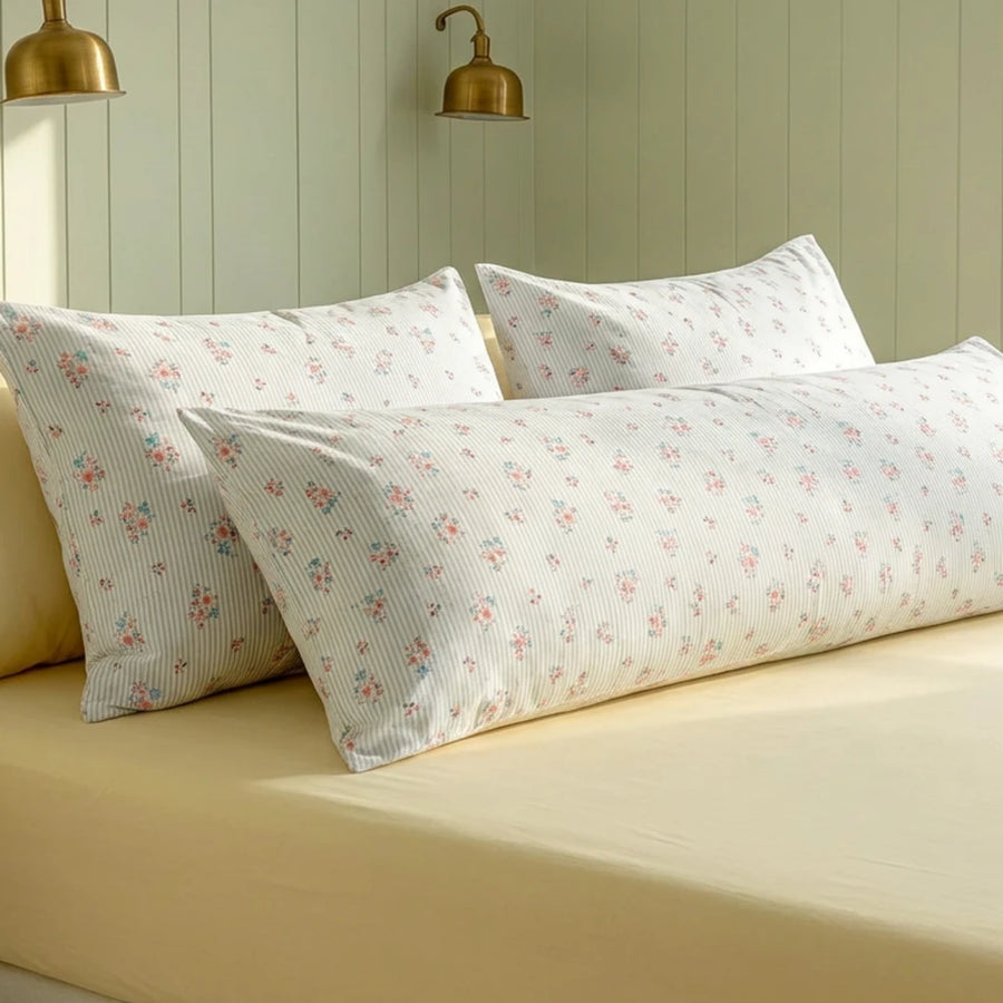 matching pink floral pillow shams set of 2 pinstripe design