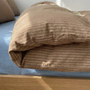 matching roasted rye ticking stripe pillow shams bedding detail