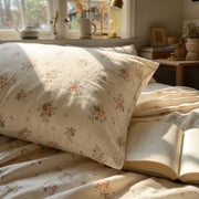 matching rose floral pillowcases vintage sheet set detail