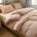 matching rose pink gingham pillow shams vintage bedding detail