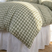 matching sage green gingham pillow shams cottagecore bedding detail