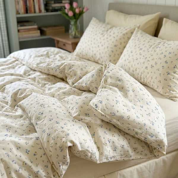 matching wildflower pillow shams dainty meadow bedspread detail