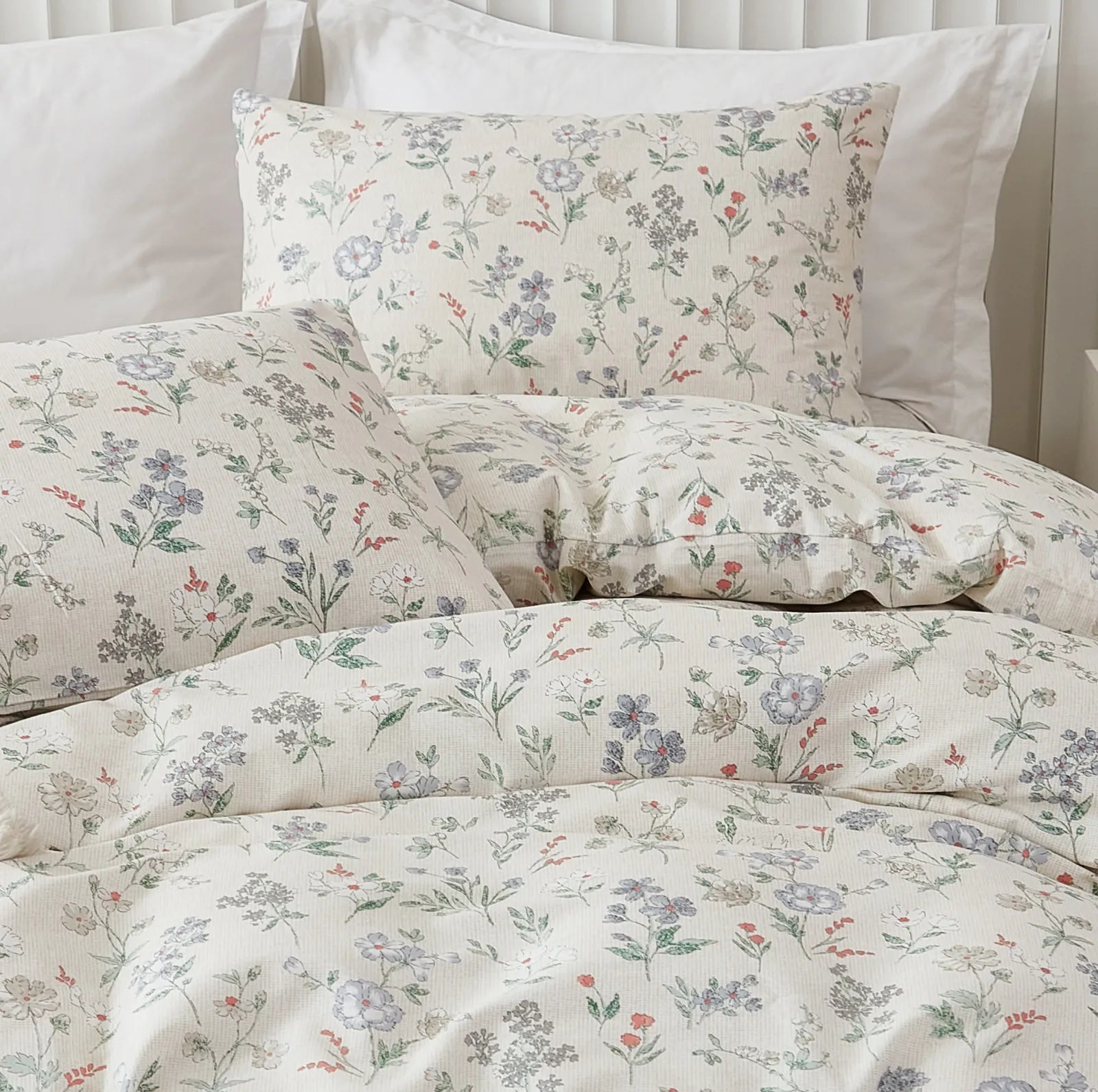 close-up shot of the colorful meadow floral pattern