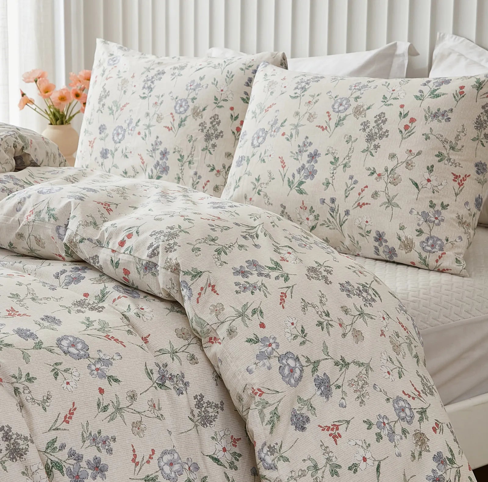detailed view of the fabric texture and fine floral print