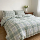 meadow mist plaid duvet cover set pale green check bedding main