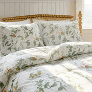 meadow sage bloom duvet cover set white green botanical bedding