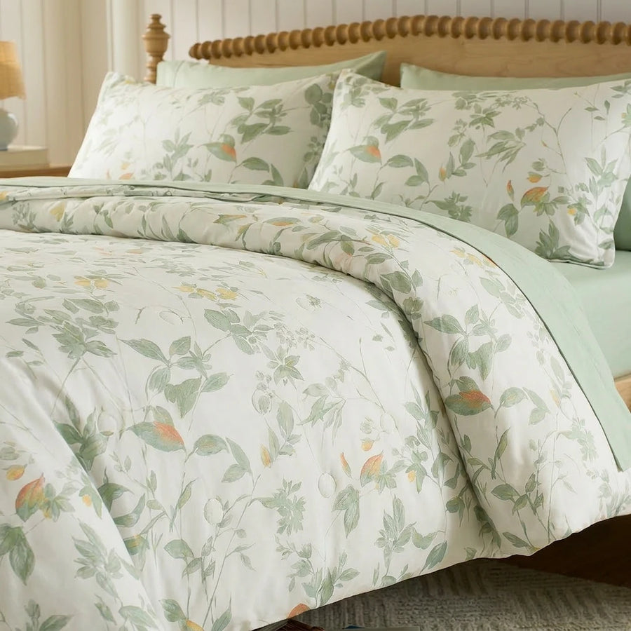meadow sage bloom quilt set breathable cotton texture detail