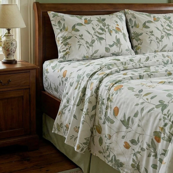 meadow sage bloom sheet set botanical leaf print bedding