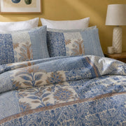 mediterranean patchwork duvet cover set blue floral pattern detail