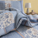 mediterranean patchwork duvet cover set fabric detail closeup
