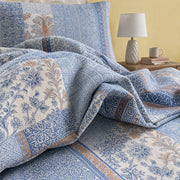 mediterranean patchwork duvet cover set fabric detail closeup