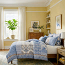mediterranean patchwork duvet cover set full bedroom scene