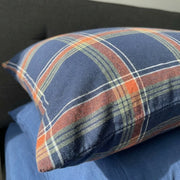 midnight ember plaid fabric texture close up high quality print