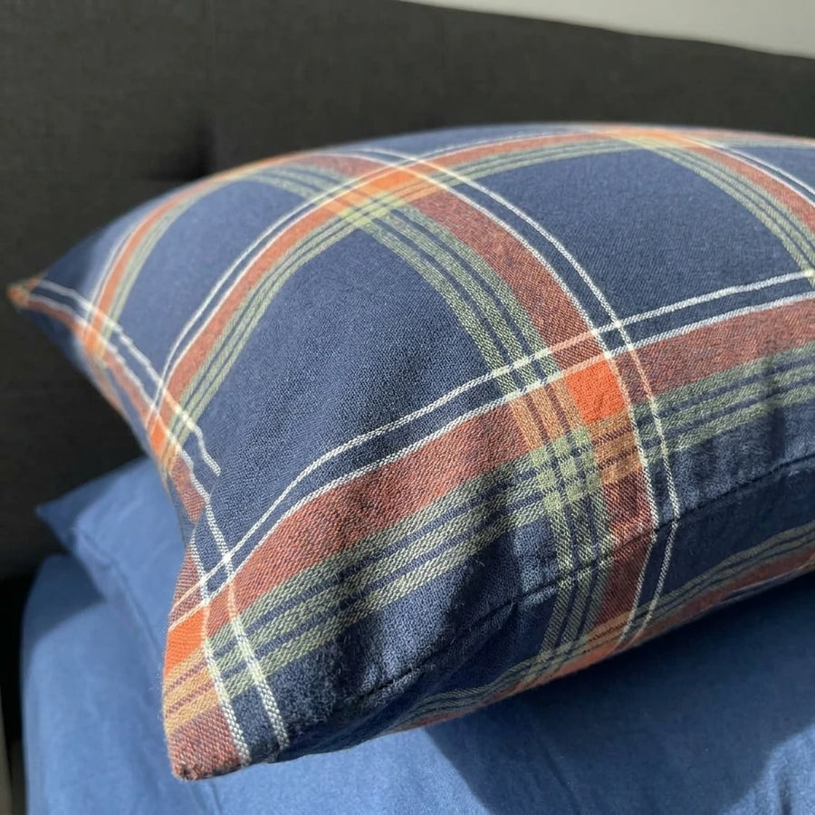 midnight ember plaid fabric texture close up high quality print