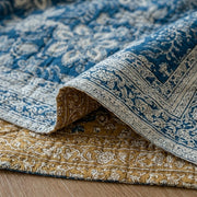 midnight gold floral cotton blanket bed setup