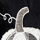midnight halloween pillow cover pumpkin black embroidery close up