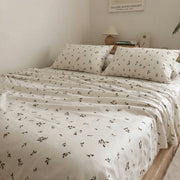 minimalist meadow sprig sheet set warm lighting