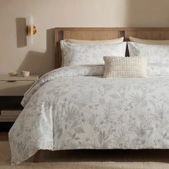 Minimalistic grey floral bedding front