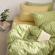 mint pin green striped duvet set fresh bedroom