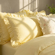 modern parisian striped ruffle pillowcase macro