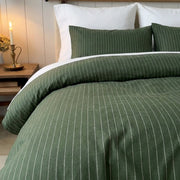 moody forest green striped duvet cover modern farmhouse decor