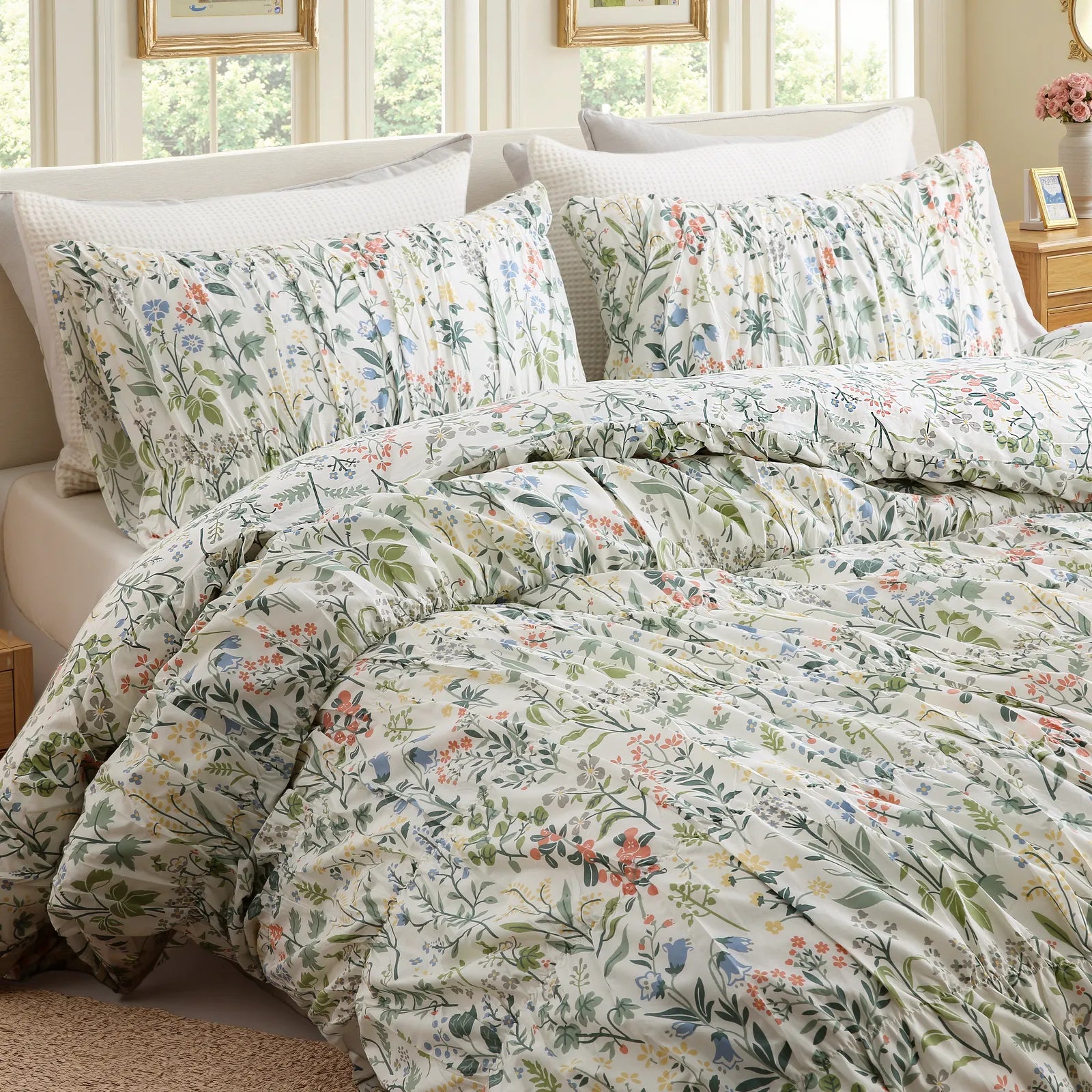 Multicolor floral cotton duvet set detail view