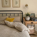 mushroom taupe gingham duvet cover set neutral check bedding main