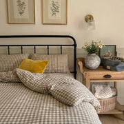 mushroom taupe gingham duvet cover set neutral check bedding main