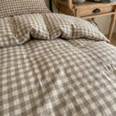 mushroom taupe gingham fabric texture close up high quality print