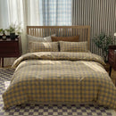 ochre and slate modern plaid duvet cover set yellow grey bedding main