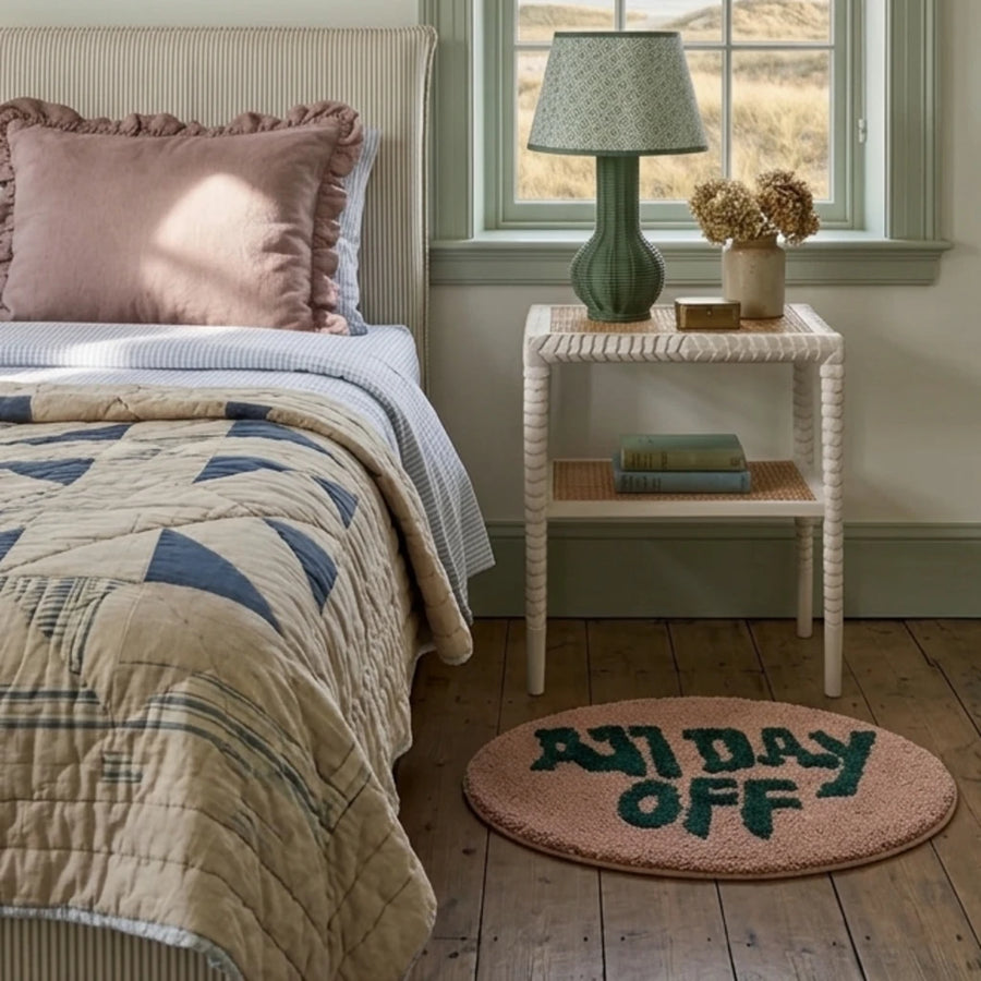 off duty rug latte pine bedroom styling