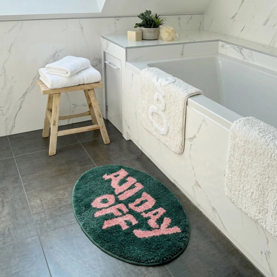 off duty rug pine blush bathroom mat styling