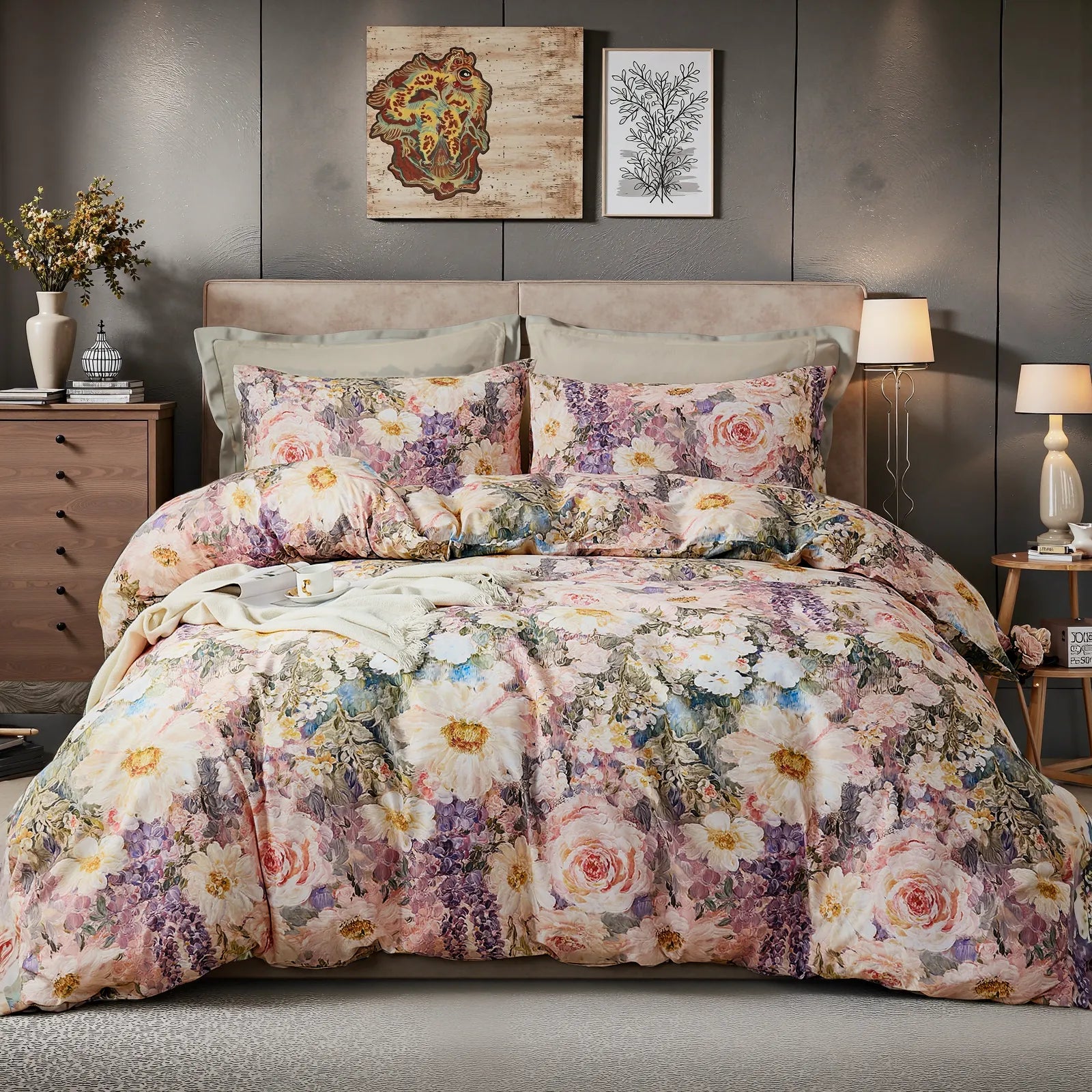 centered view of floral bedding