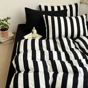 onyx stripe black white striped duvet set bold