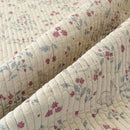 orchard flora washed cotton linen quilt dusty pink cream floral rabbit print close up